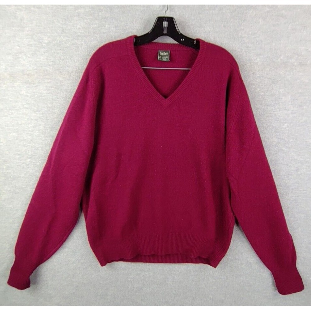 VTGJohn‎ Martin Mens Sweater XL Red Lambswool Pullover Academia Grandpa Holiday